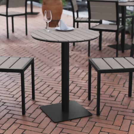 Flash Furniture Gray/Gray 24 Inch Round Outdoor Patio Table SB-TB106-GRY-GG